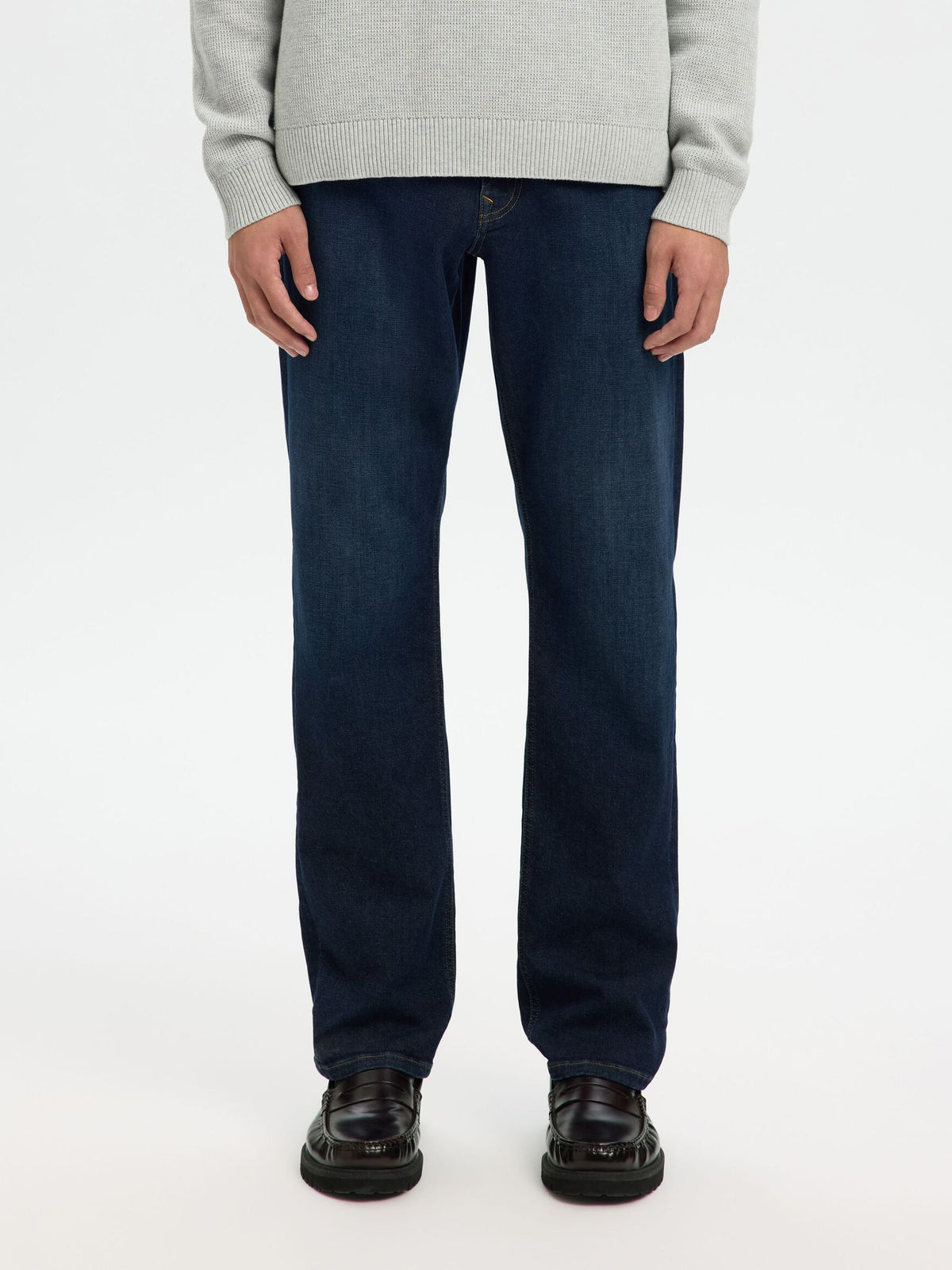 196 FLEX STRAIGHT FIT JEANS - Dark Blue Denim