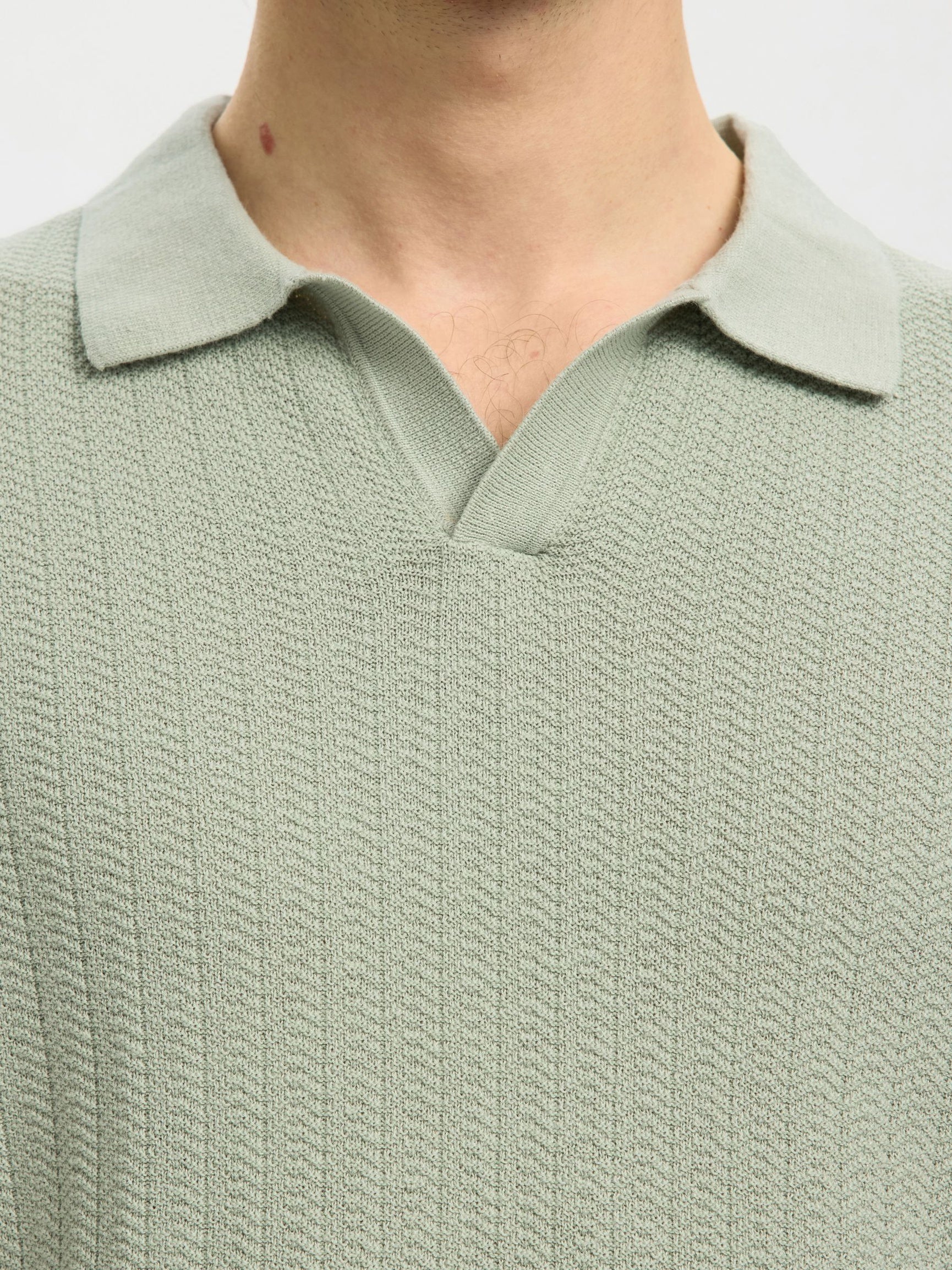 LINEN BLEND POLO SHIRT - AQUA GREY