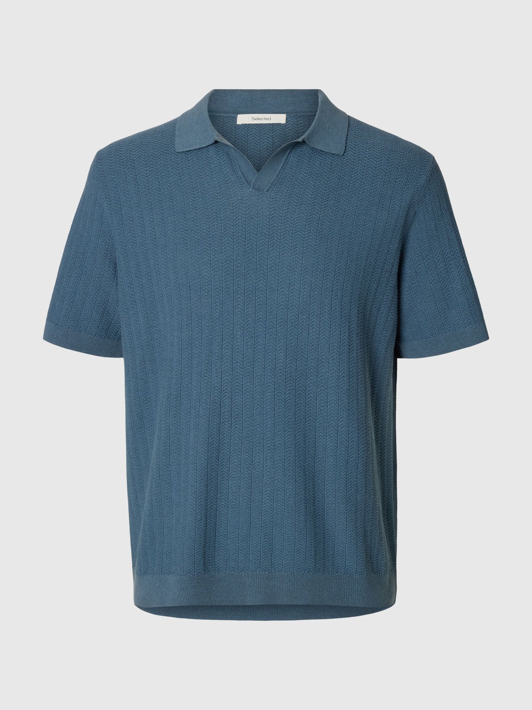 LINEN BLEND POLO SHIRT - BLUE MIRAGE