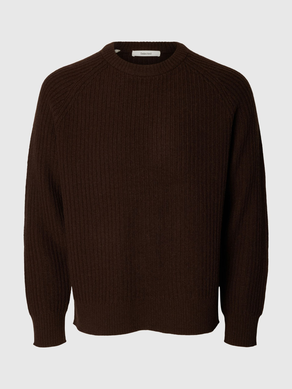 100% Cotton Long Sleeve Crewneck Sweater - Tawny Port
