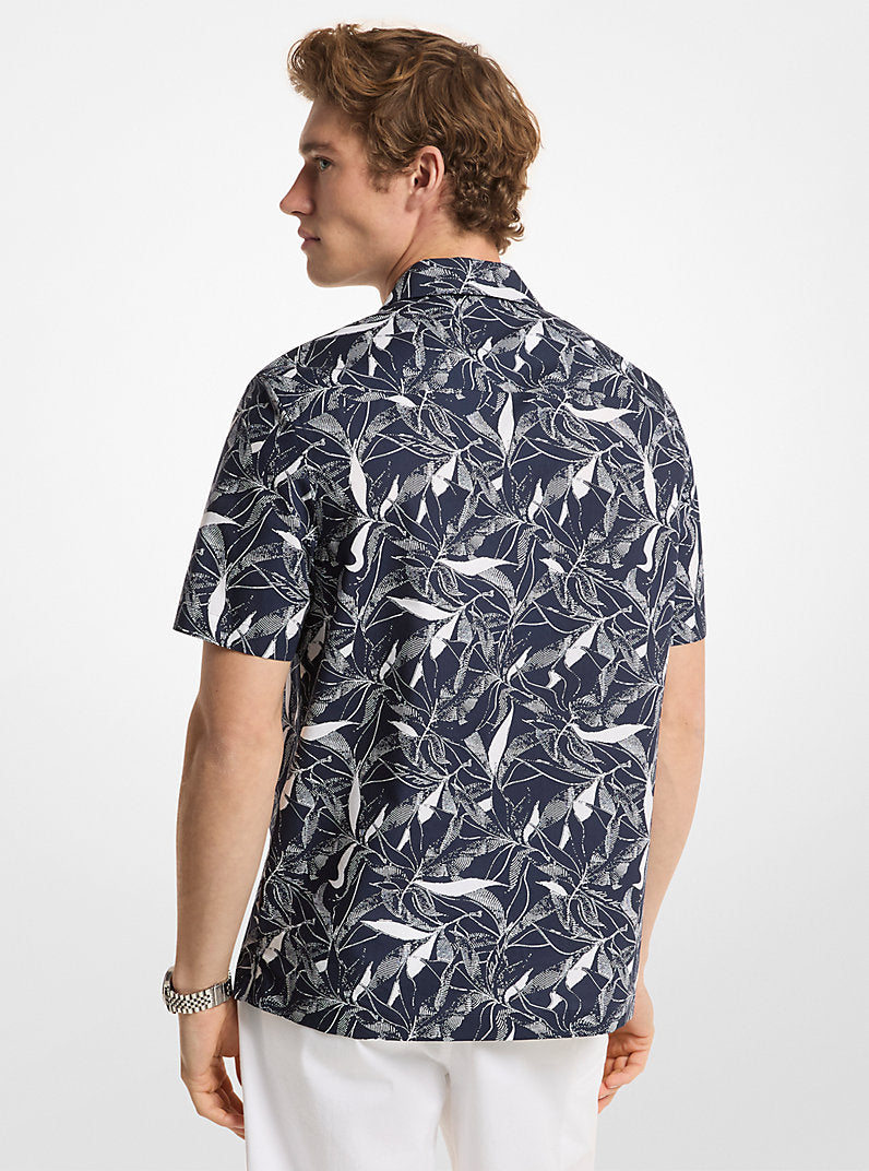 Floral Print Cotton Blend Shirt - Midnight