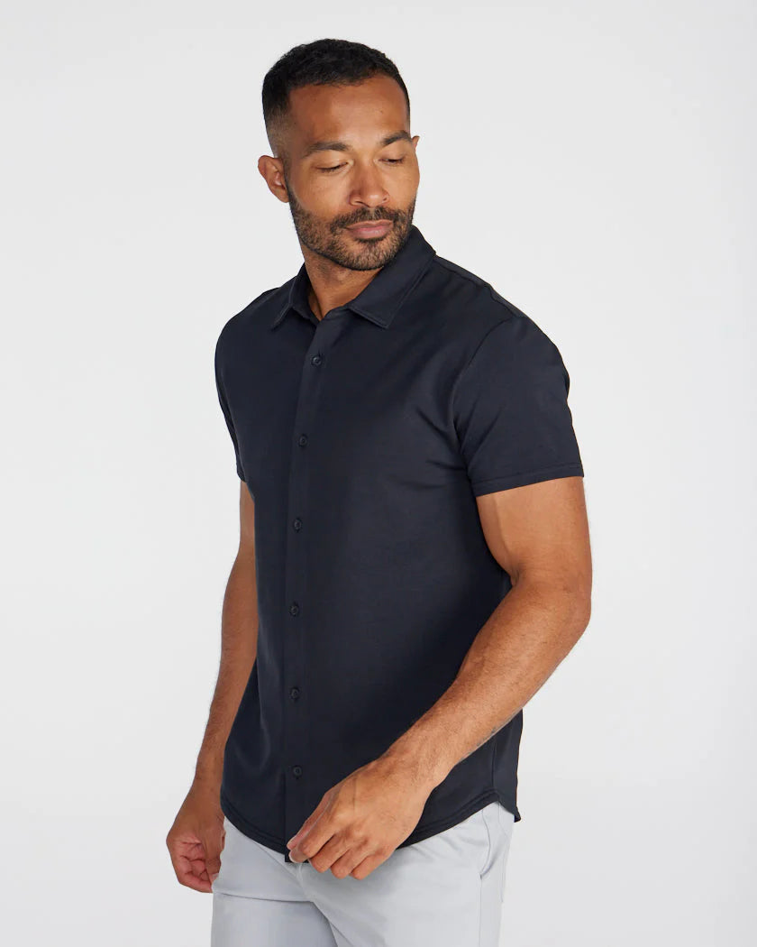 LUX Short Sleeve Button Down - Black