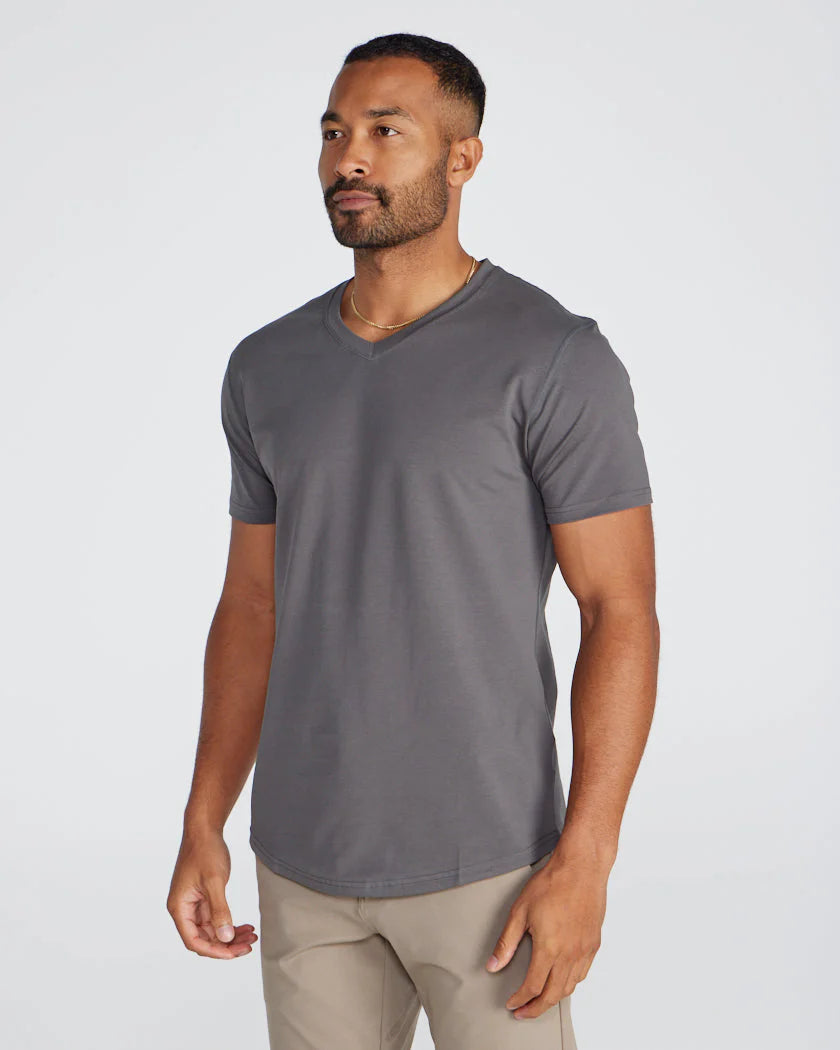 Drop-Cut V-Neck: LUX - Charcoal