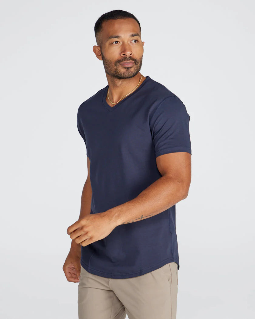 Drop-Cut V-Neck: LUX - Navy