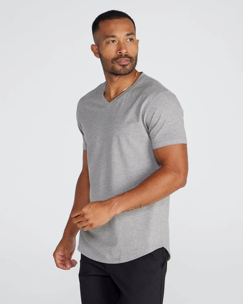Drop-Cut V-Neck: LUX - Heather Grey