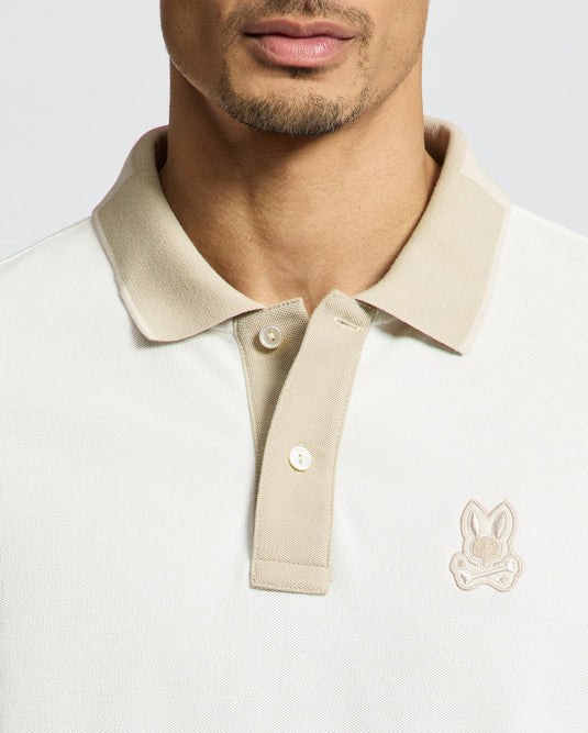 Mens New Castle Pique Polo - Ecru
