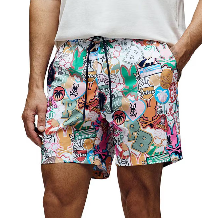 Mens Marco All Over Print Swim Trunk - White