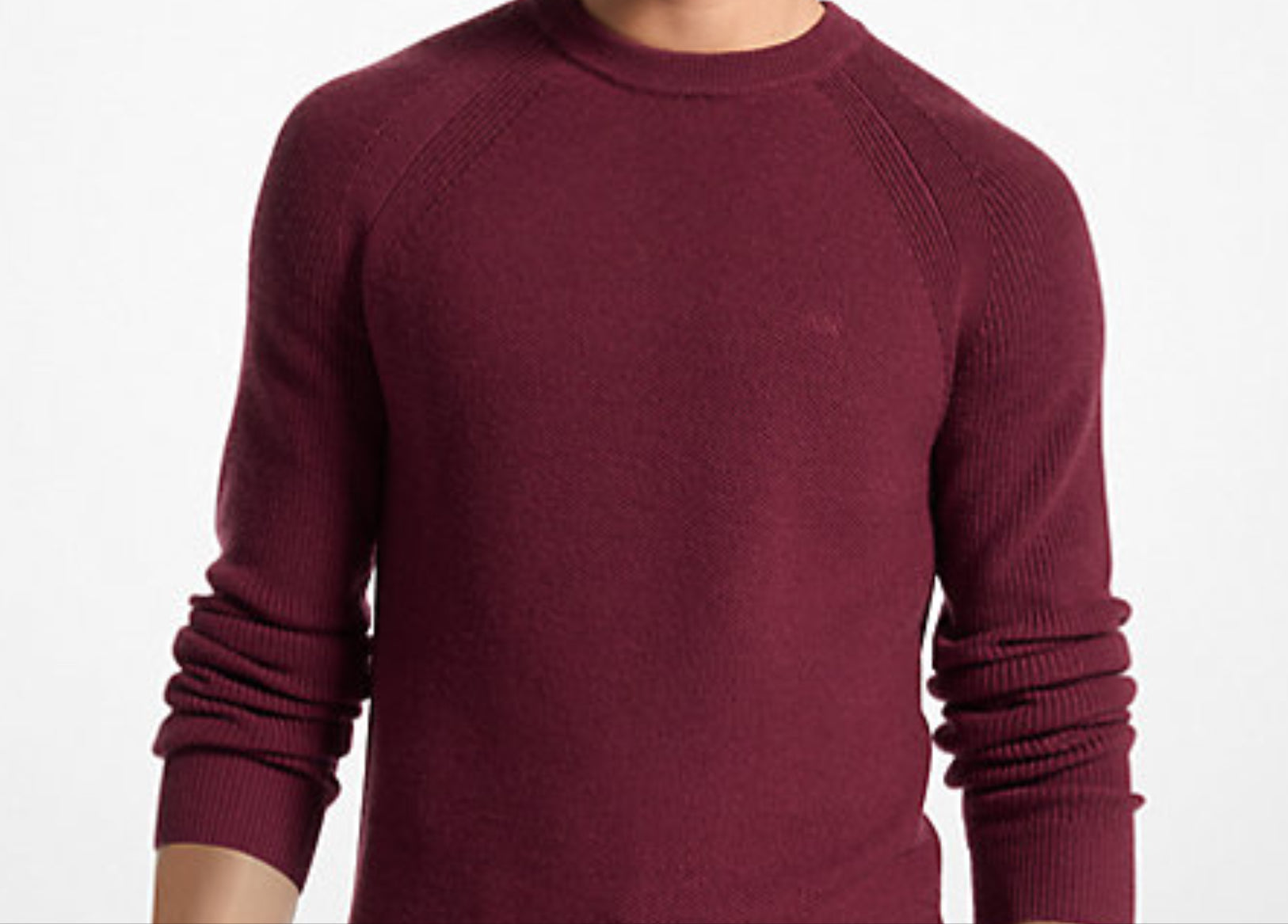 CREW NECK EXTRAFINE MERINO WOOL SWEATER - Oxblood