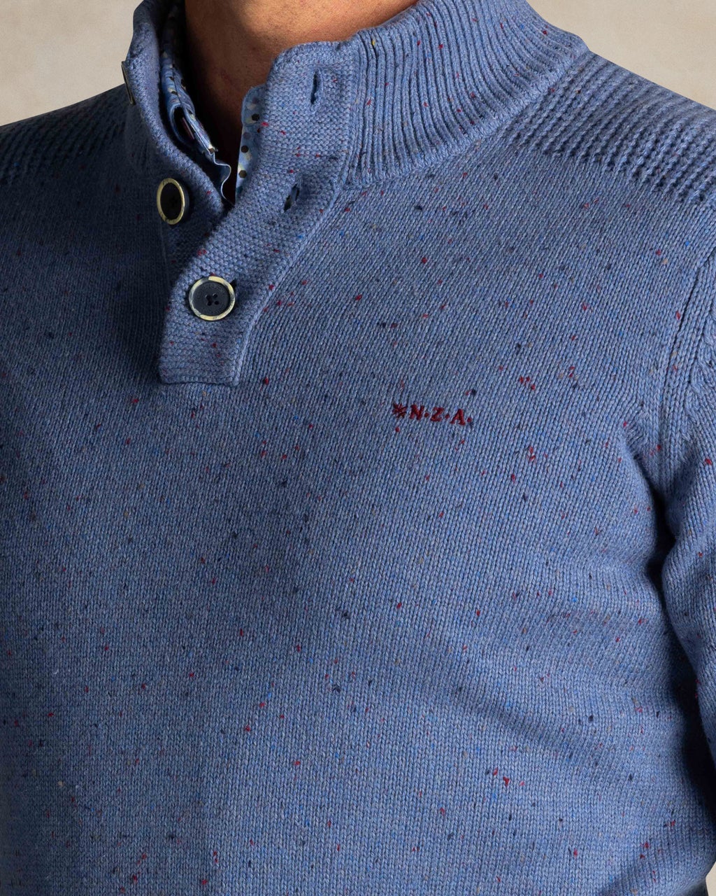 HALF-BUTTON PULLOVER - BLUE