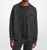 MENS Cotton Blend Zip-Up Hoodie - BLACK