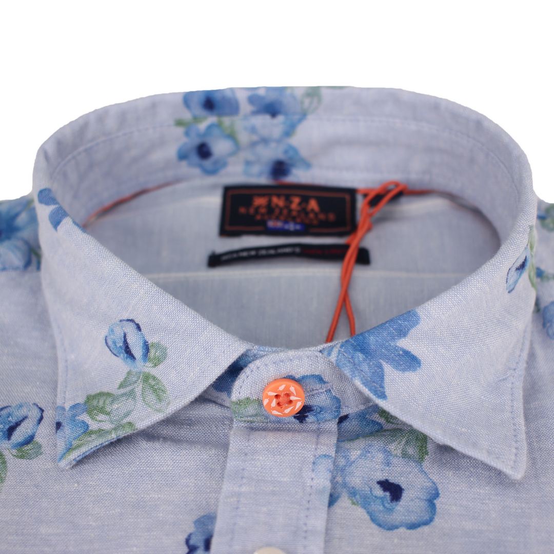 LONG SLEEVED LIGHT BLUE SHIRT WITH FLOWERS - LIGHT BLUE