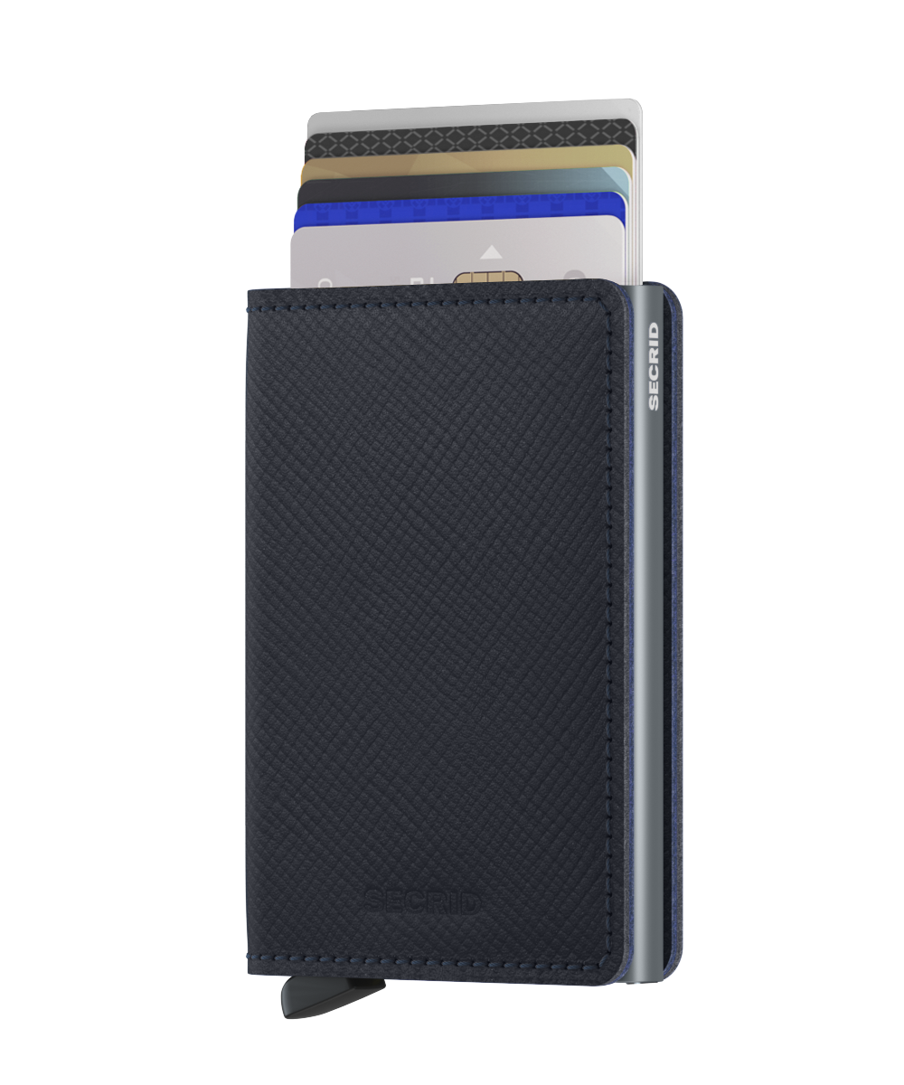 Slimwallet Saffiano Navy Blue RFID Secure