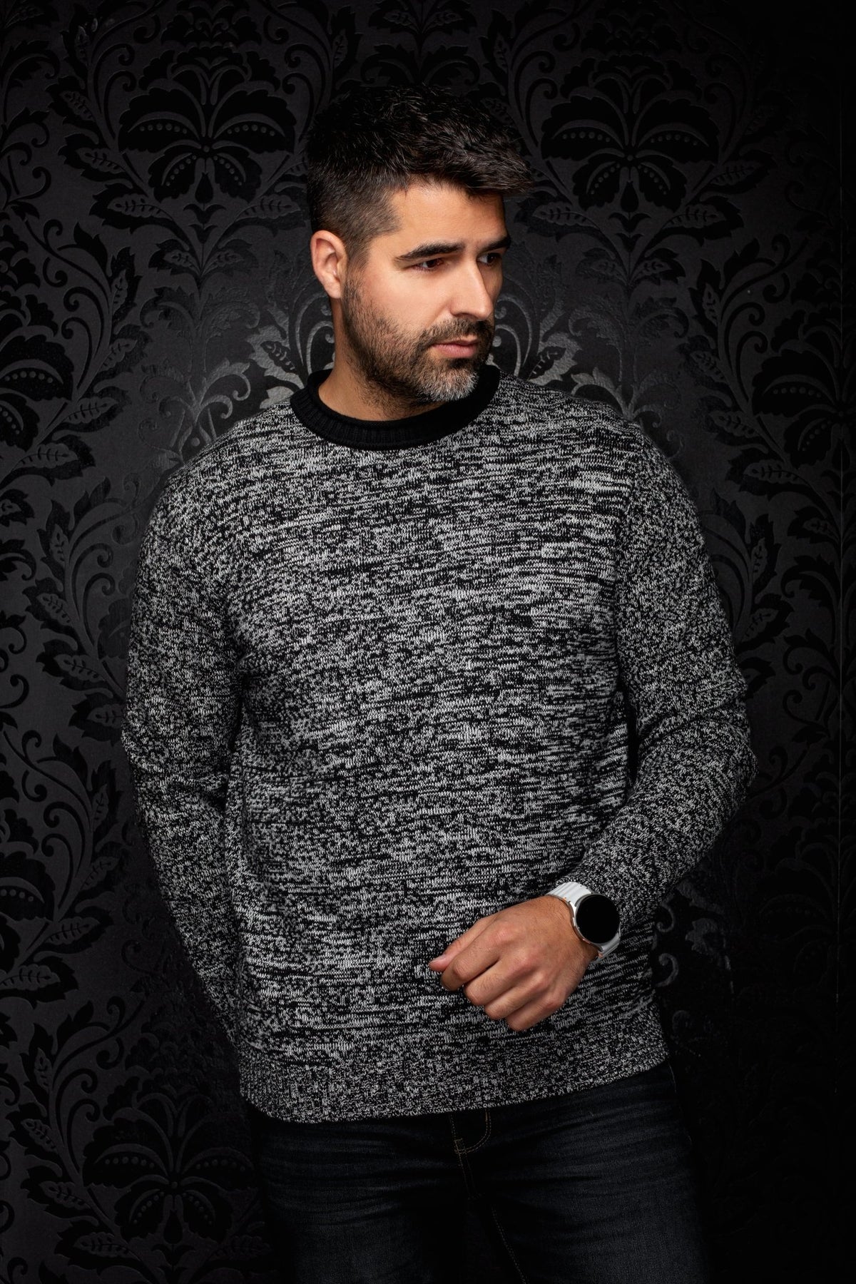 Cashmere Sweater | OUDAH, Black White