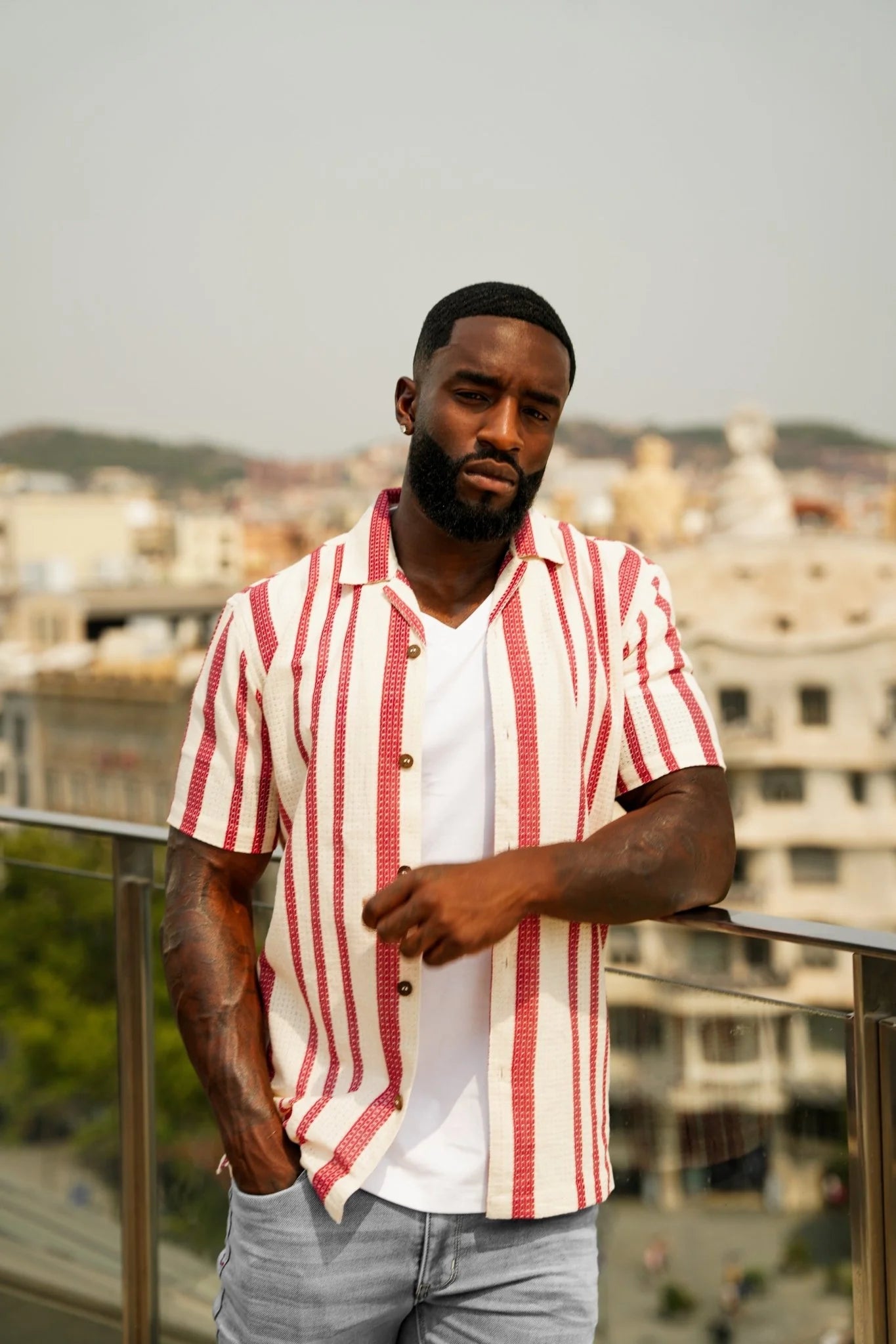 OPEN-COLLAR Shirt | RAJ-T, Stone Cabernet