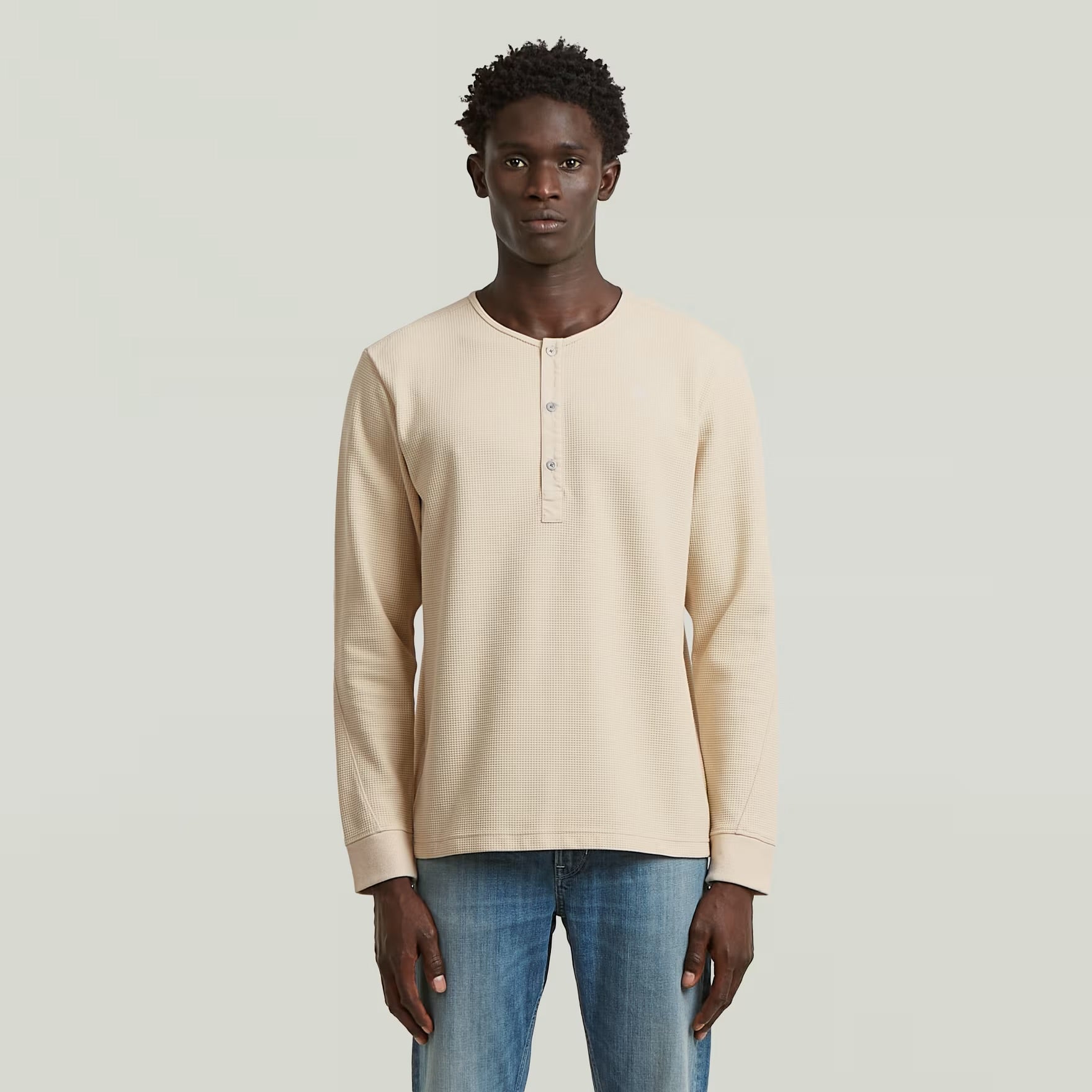 Structured Tweeter Grandad Long Sleeve T-Shirt - Whitebait