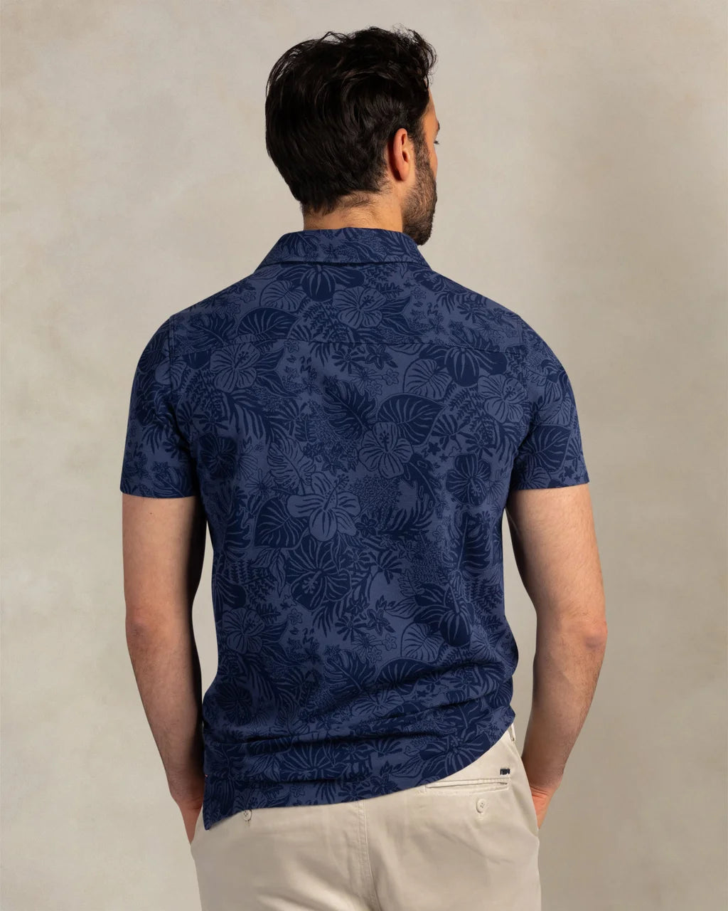 Cotton Polo With Print - Dark Blue