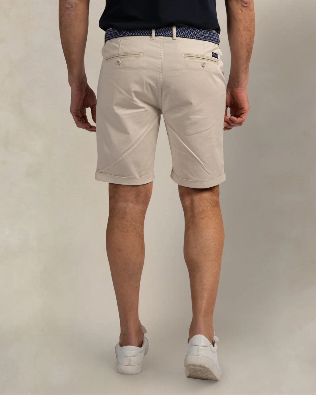 Ecru stretch cotton chino shorts -Light Kit Beige