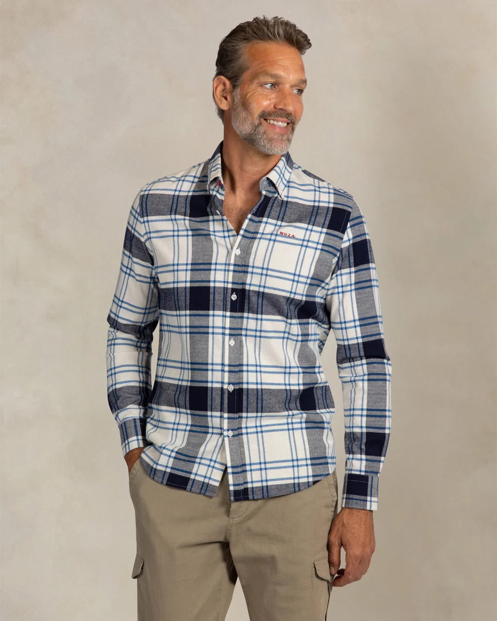 Checkered Cotton Shirt - Ecru