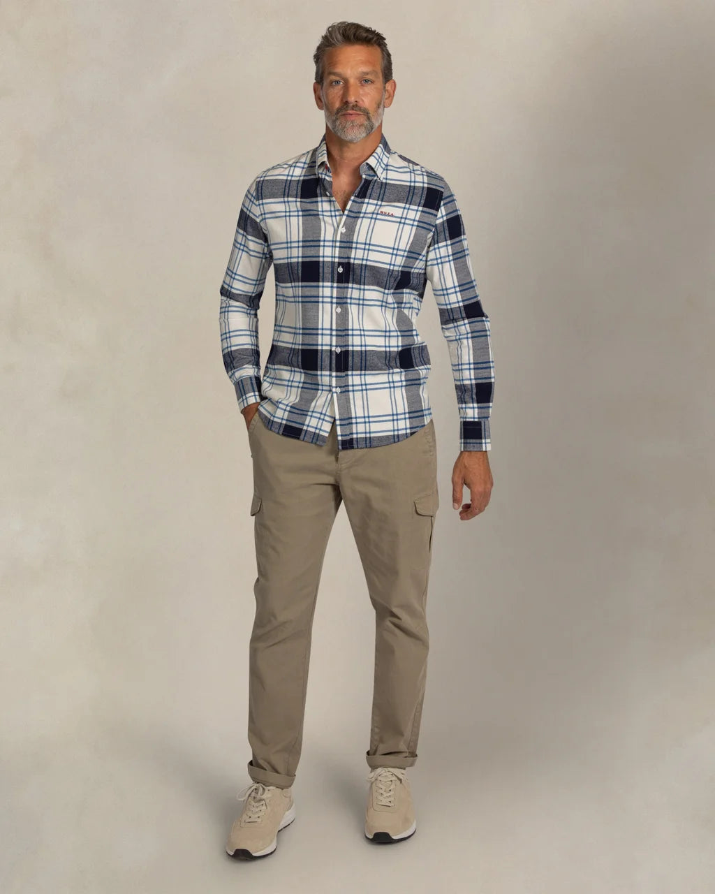Checkered Cotton Shirt - Ecru