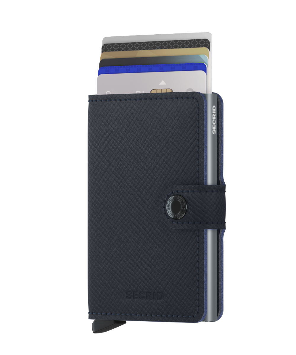 Miniwallet Saffiano Navy Blue RFID Secure