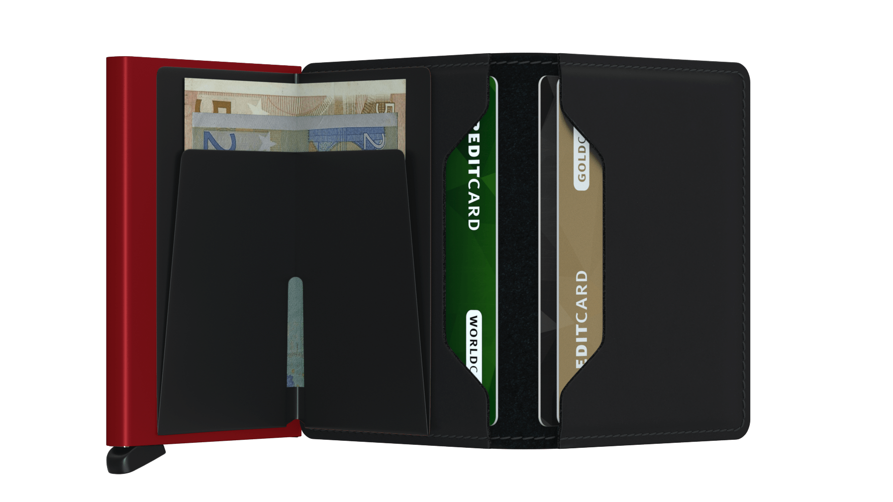 Slimwallet Matte Black/Red RFID Secure