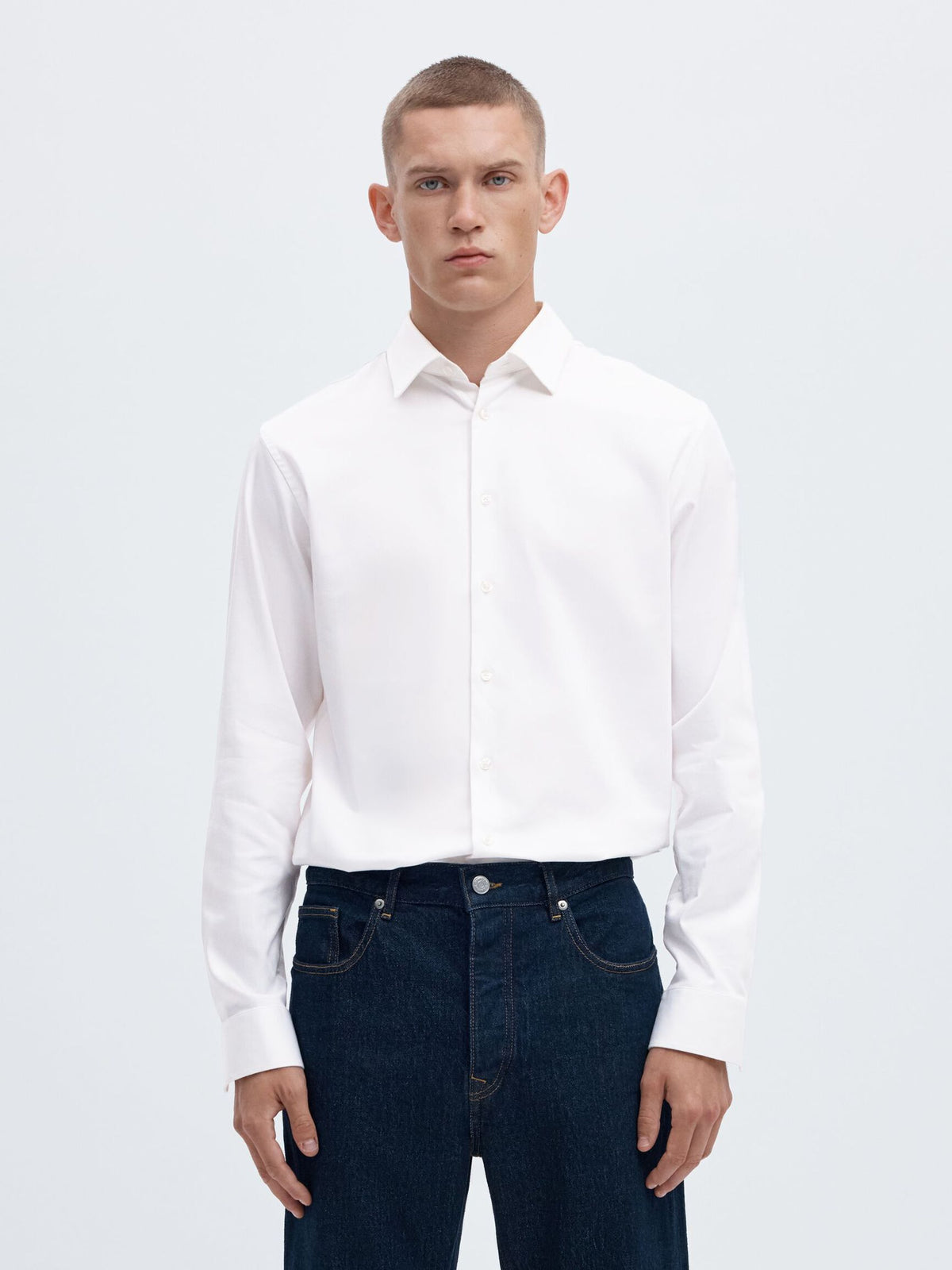 SLIM FIT STRETCH SHIRT - WHITE