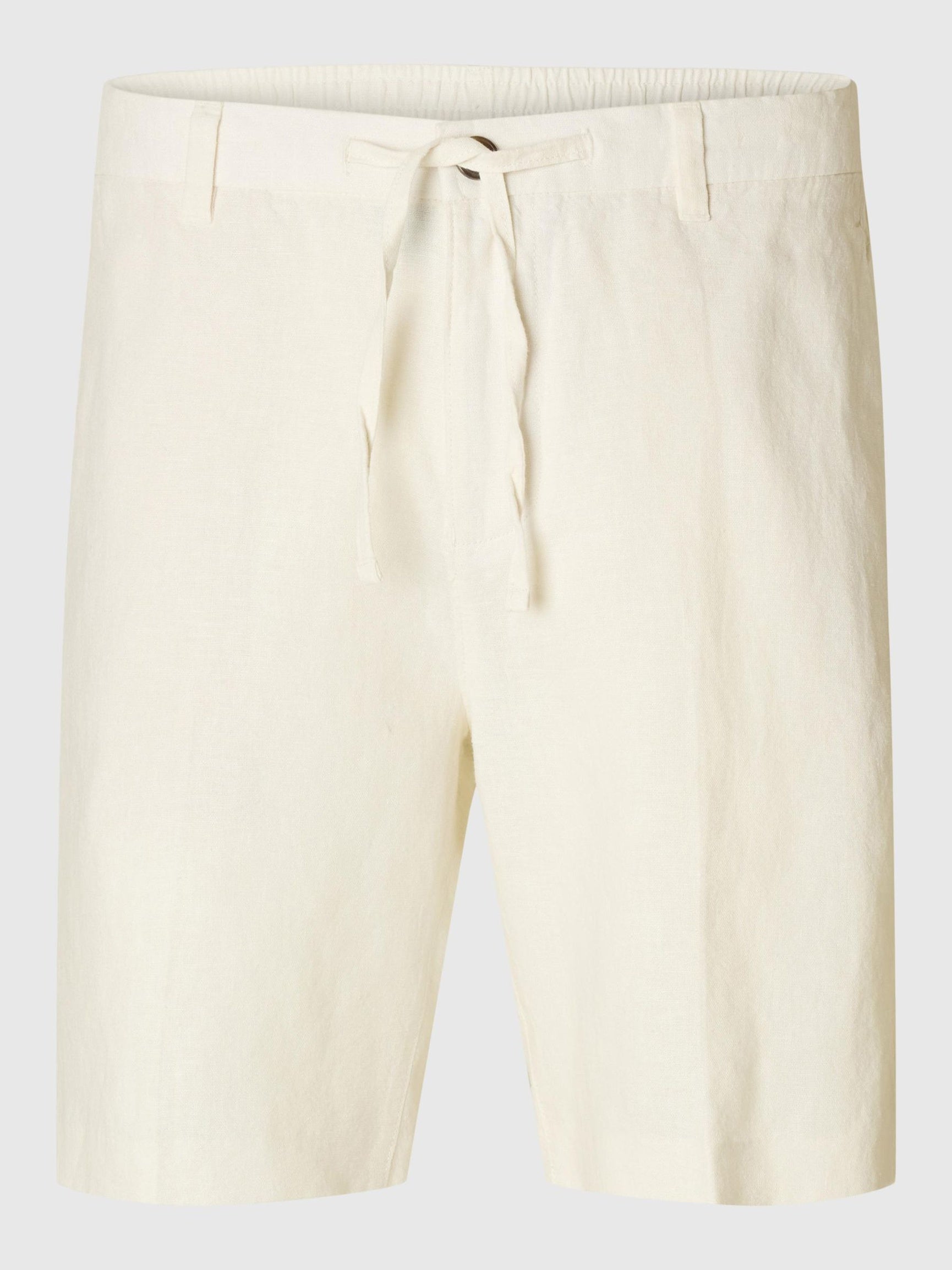 REGULAR FIT LINEN-BLEND SHORTS - CLOUD DANCER