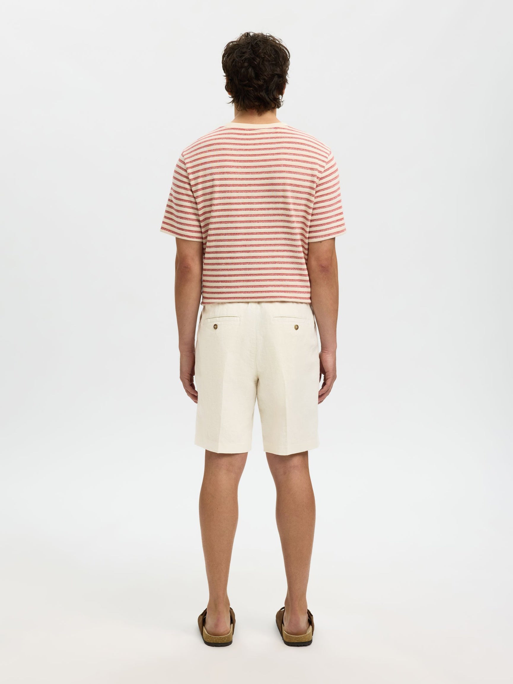 REGULAR FIT LINEN-BLEND SHORTS - CLOUD DANCER