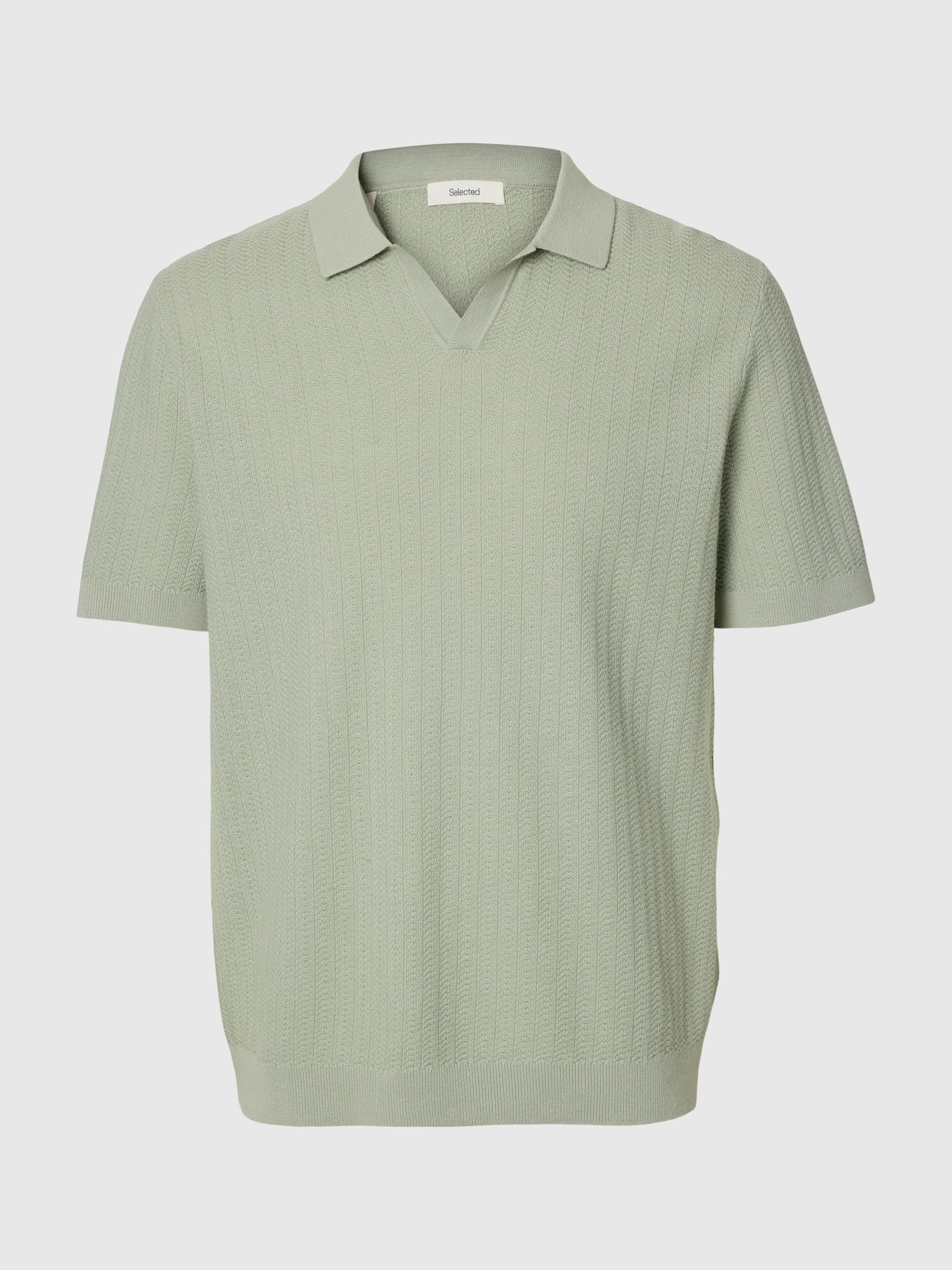 LINEN BLEND POLO SHIRT - AQUA GREY
