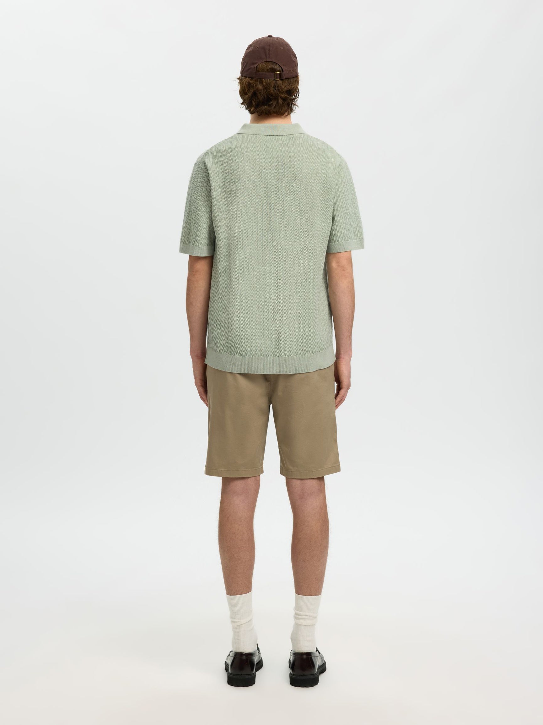LINEN BLEND POLO SHIRT - AQUA GREY