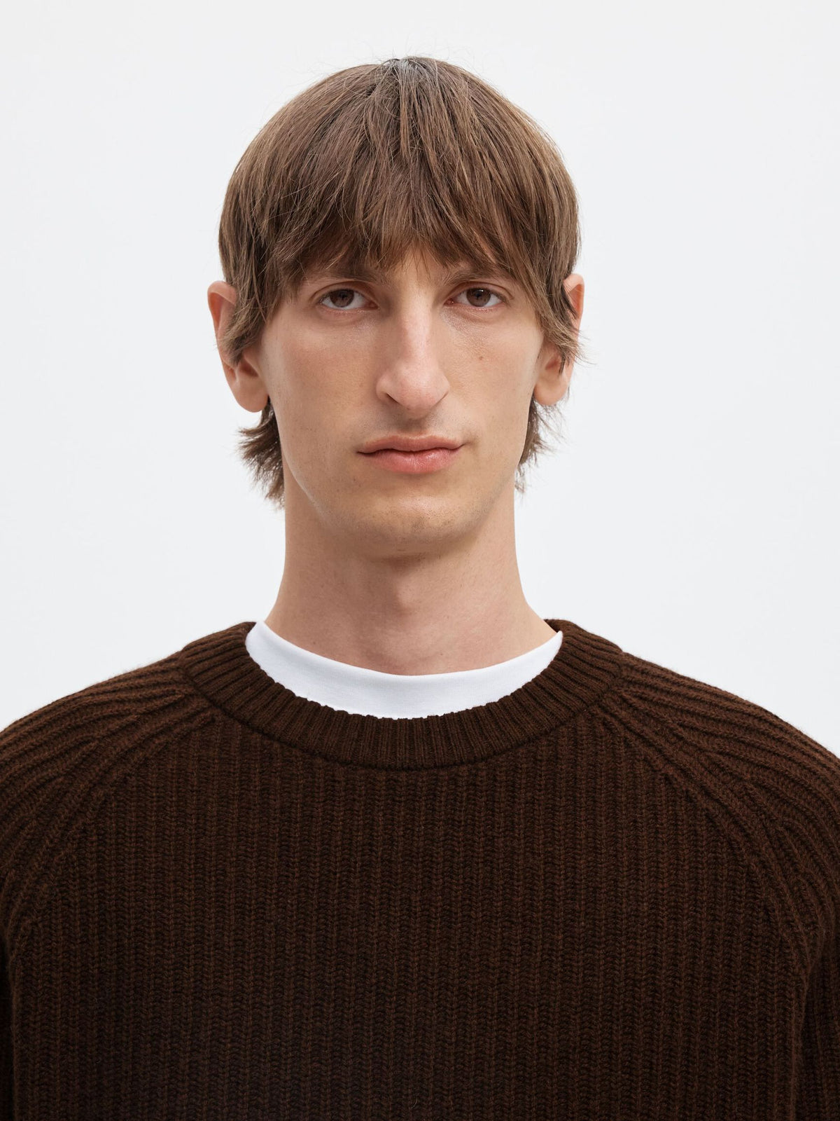 100% Cotton Long Sleeve Crewneck Sweater - Tawny Port