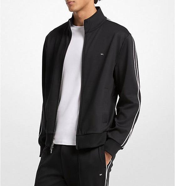 Contrast Piping Track Jacket - Black