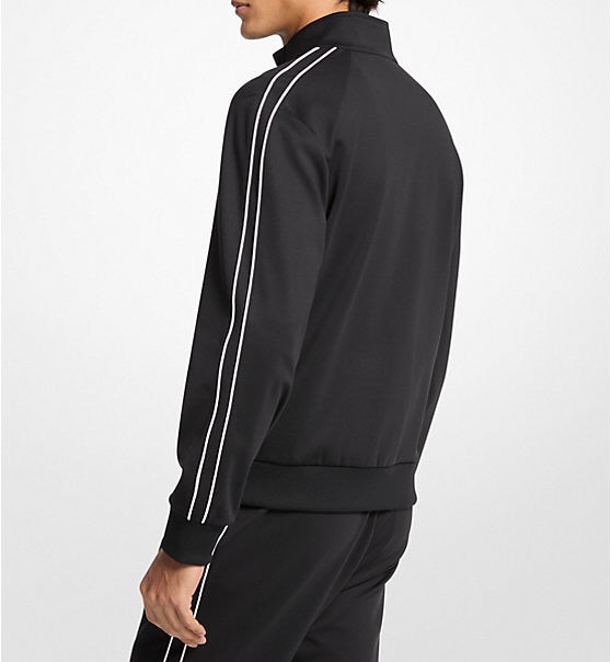 Contrast Piping Track Jacket - Black