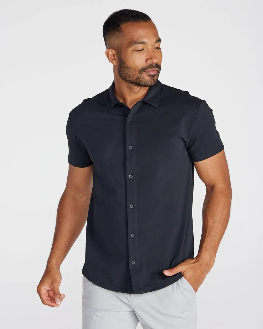 LUX Short Sleeve Button Down - Black