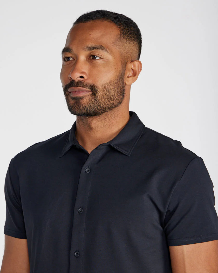 LUX Short Sleeve Button Down - Black