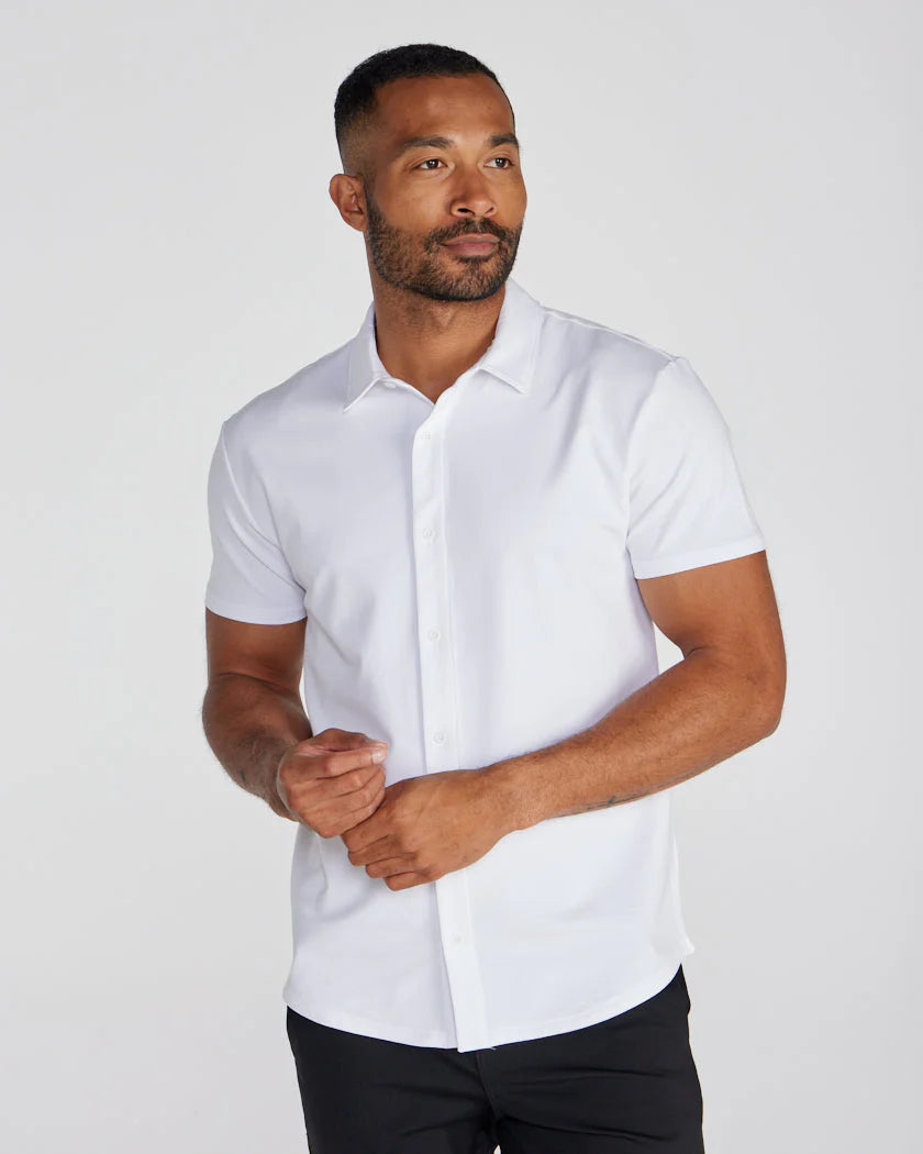 LUX Short Sleeve Button Down - White