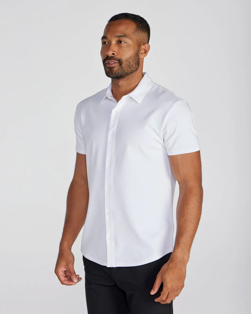 LUX Short Sleeve Button Down - White