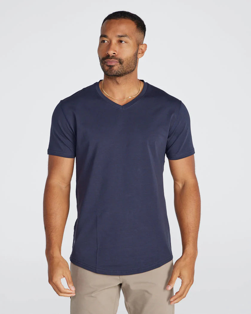 Drop-Cut V-Neck: LUX - Navy