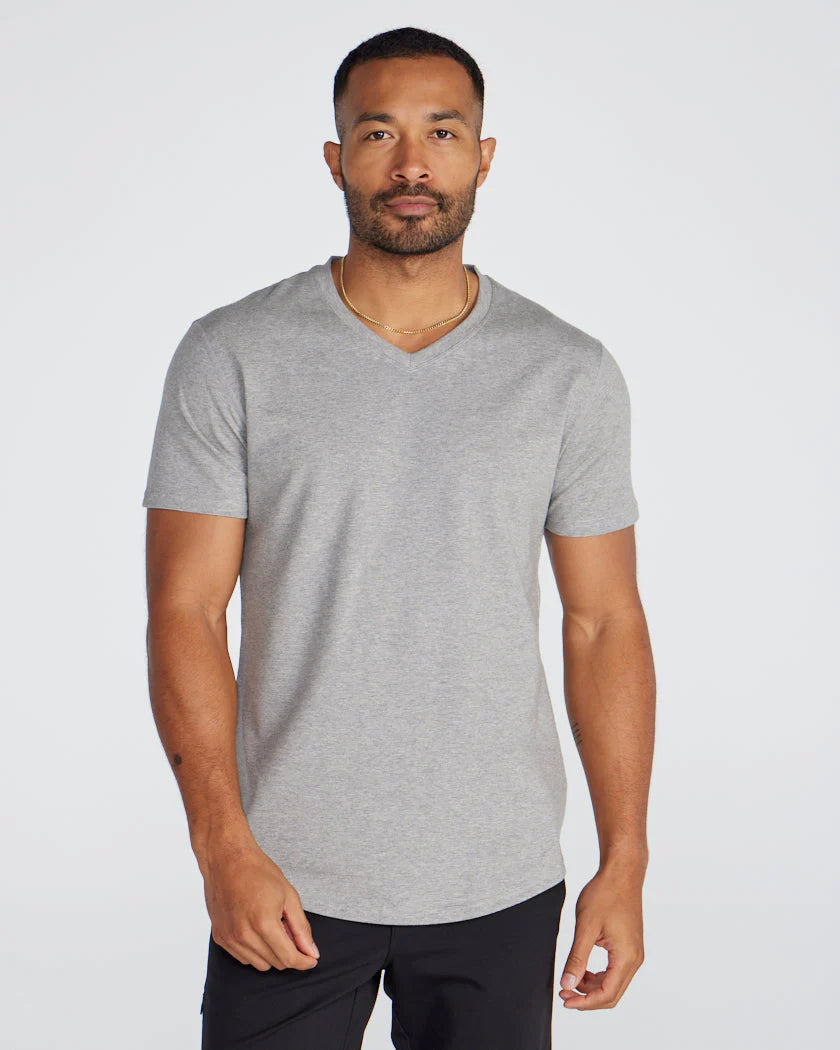 Drop-Cut V-Neck: LUX - Heather Grey