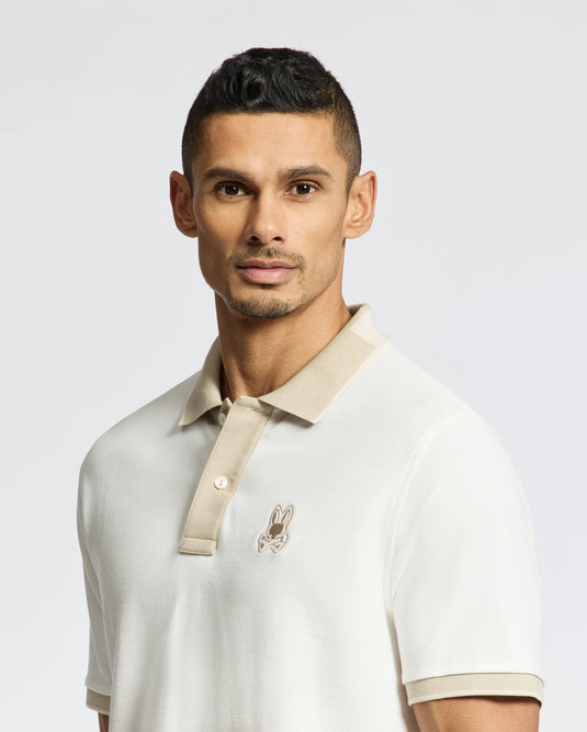 Mens New Castle Pique Polo - Ecru