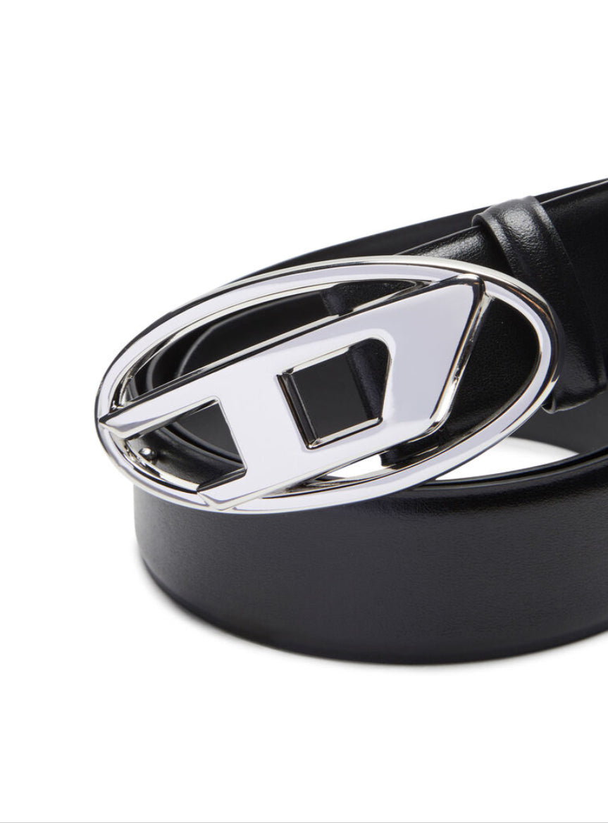 B-1dr Leather belt with Oval D buckle - Black