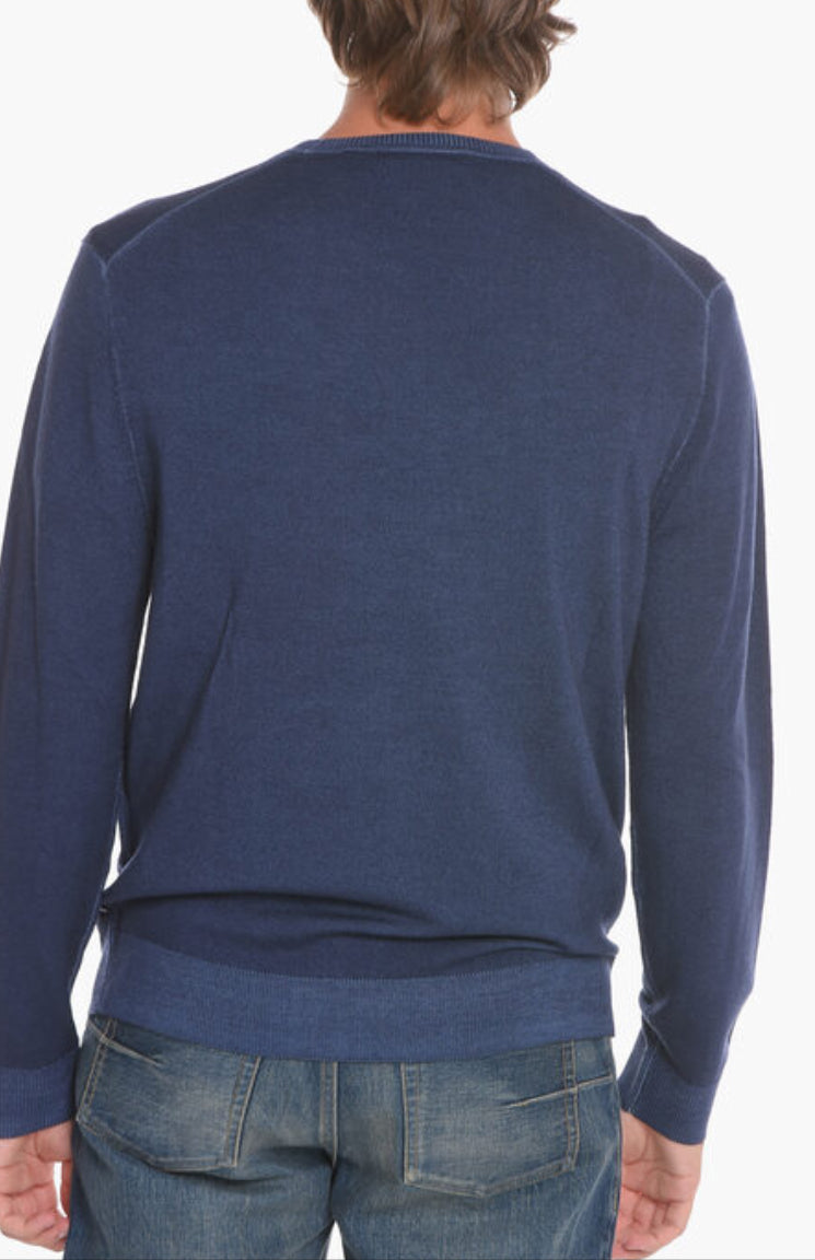 CREW NECK EXTRAFINE MERINO WOOL SWEATER - Midnight Blue