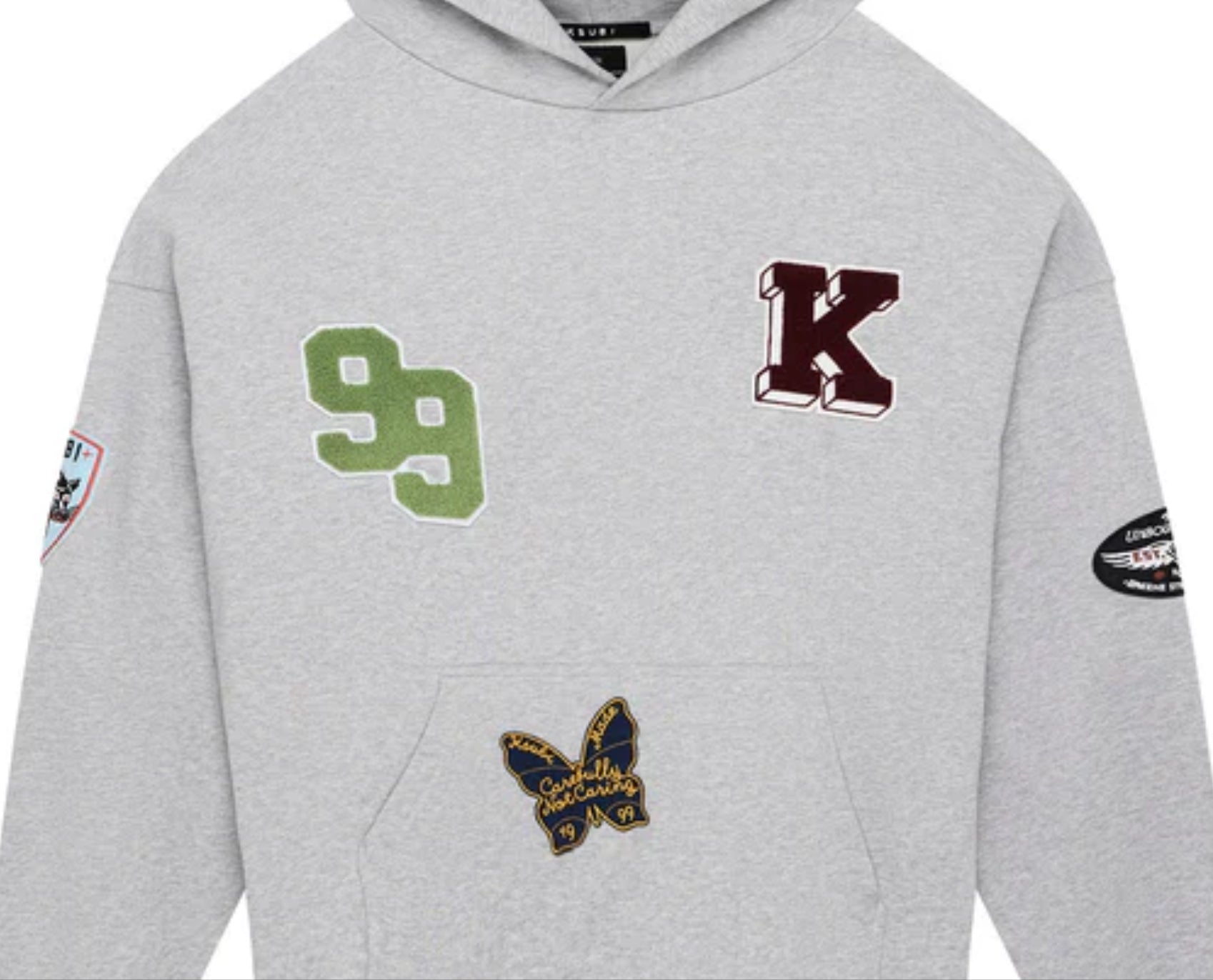 Patched Ekcess Hoodie - Grey Marle