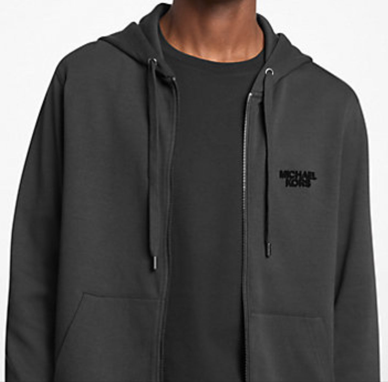 MENS Cotton Blend Zip-Up Hoodie - BLACK