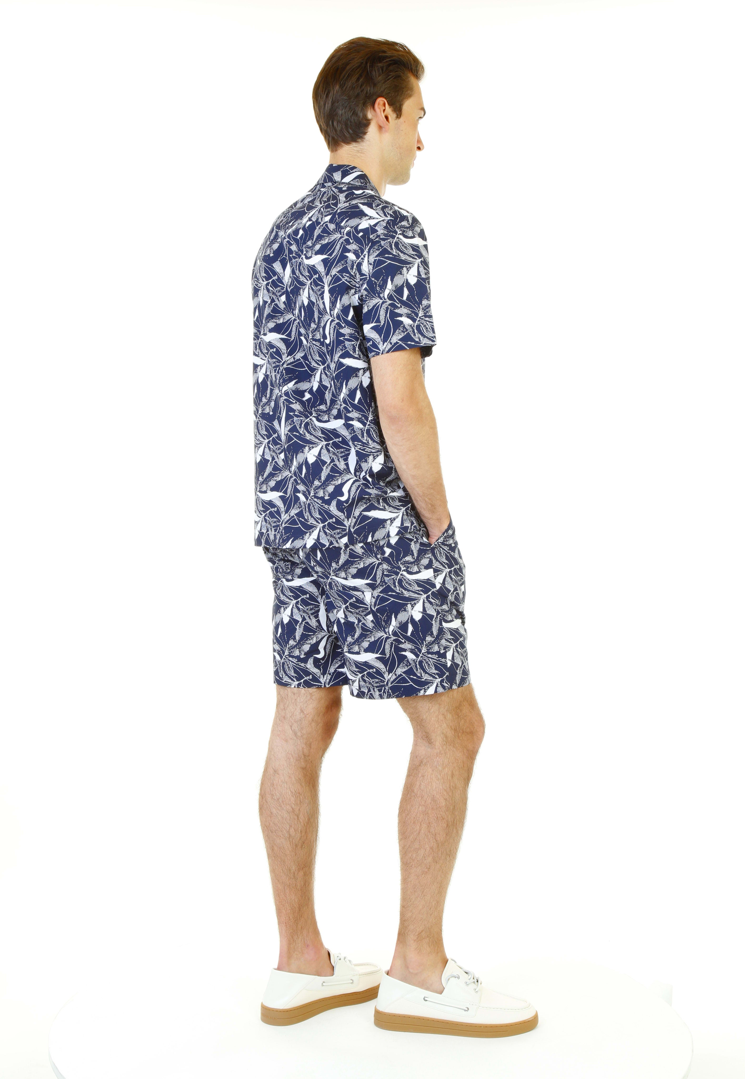 Floral Print Cotton Blend Shirt - Midnight