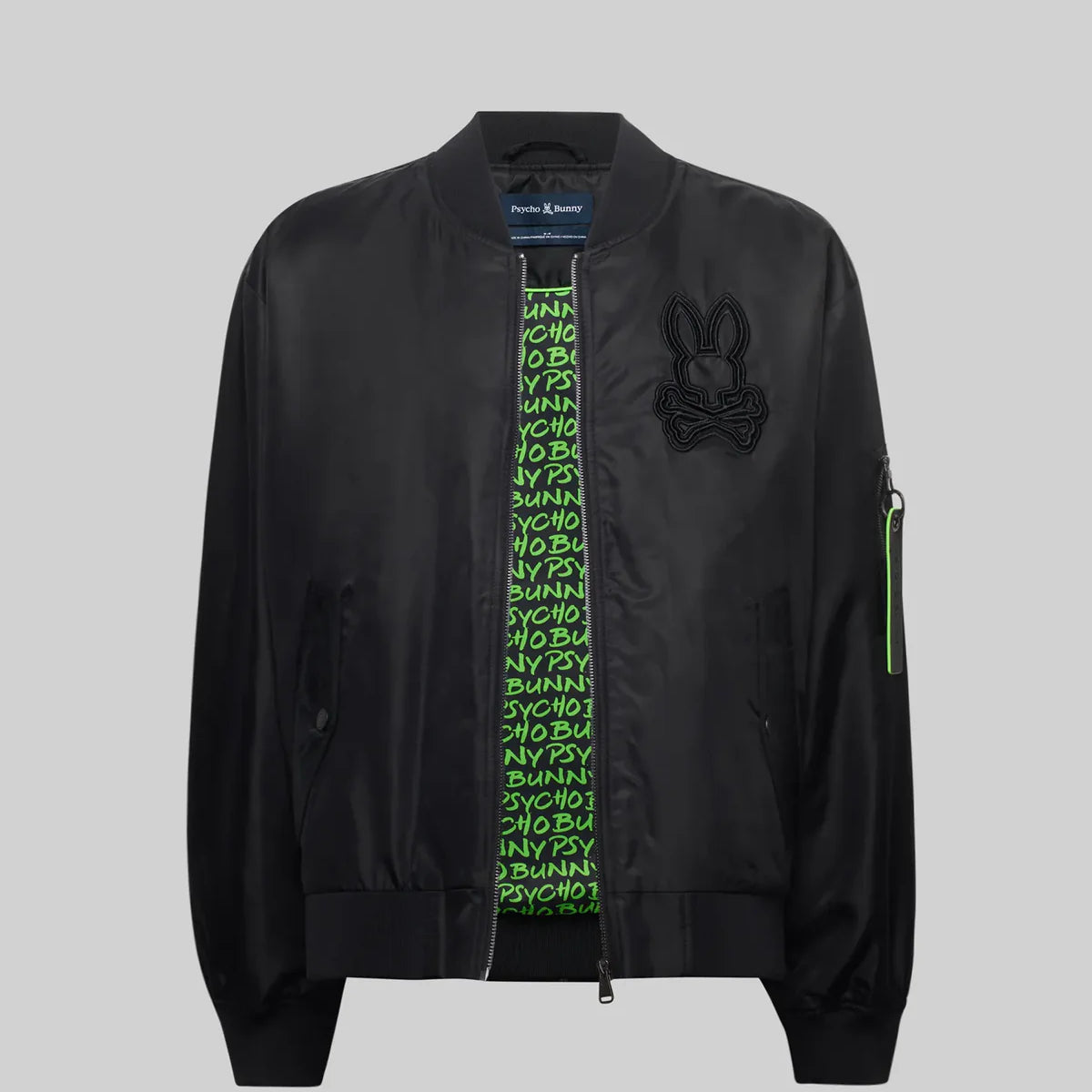 Mens David Oversized Satin Bomber - Black