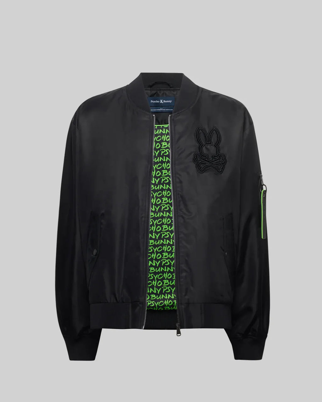 Mens David Oversized Satin Bomber - Black