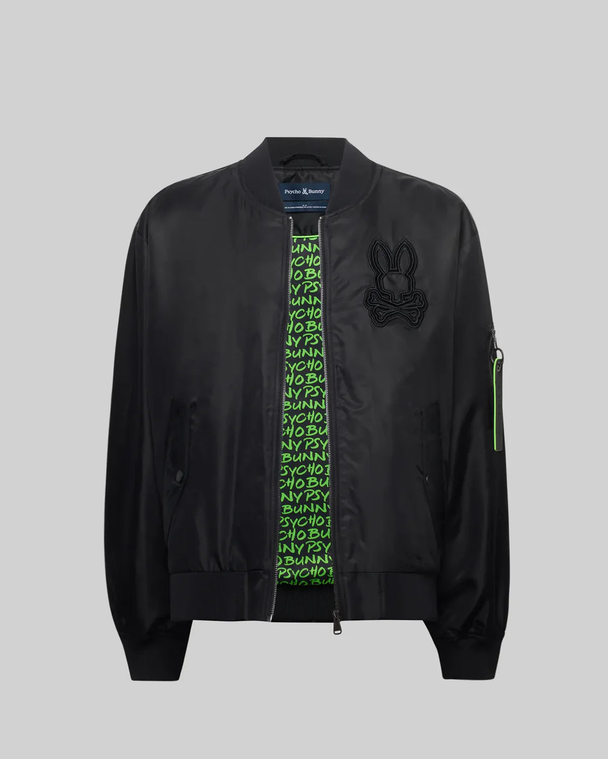 Mens David Oversized Satin Bomber -  Black