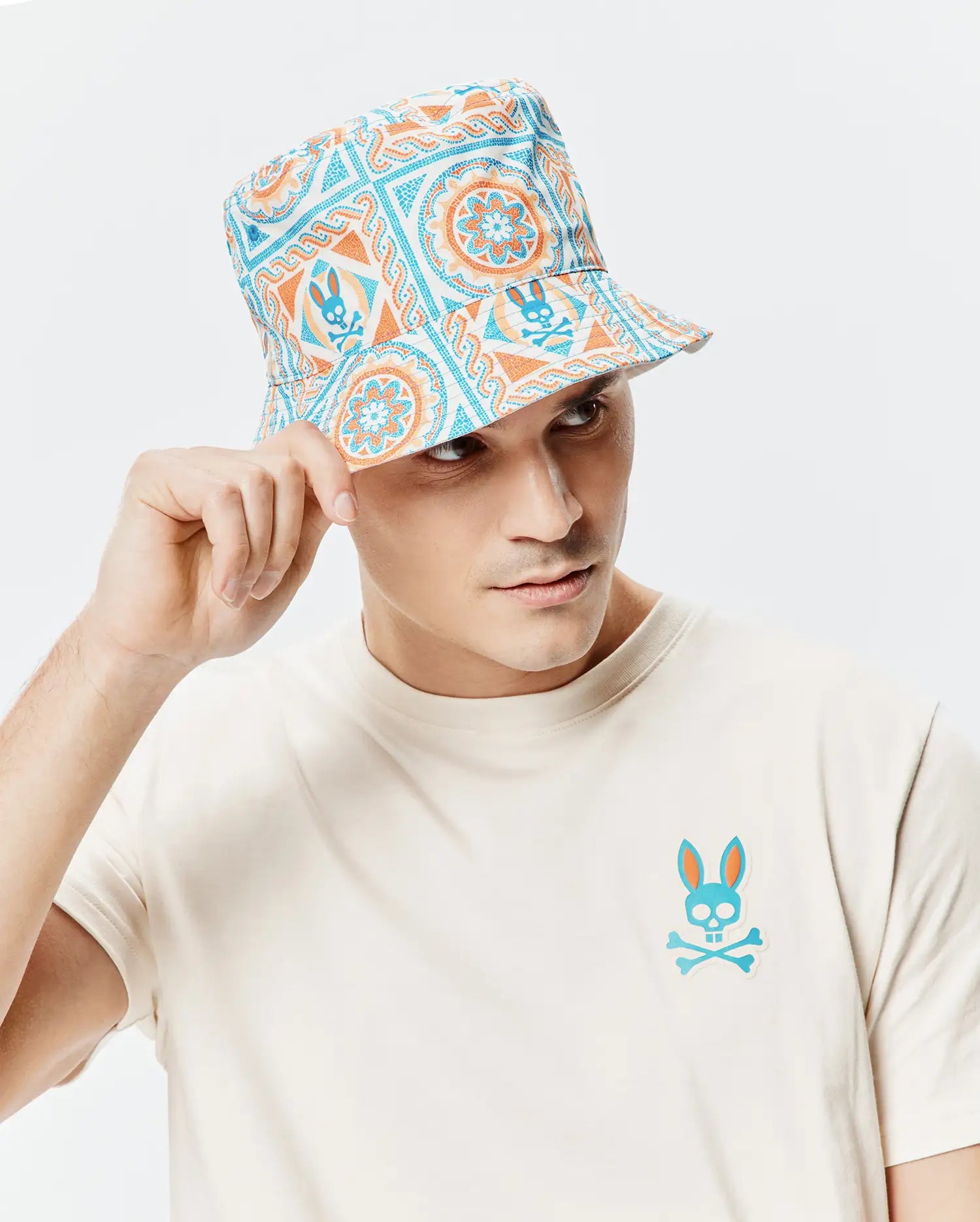 Mens Frank Reversible Bucket Hat - Blue Danube
