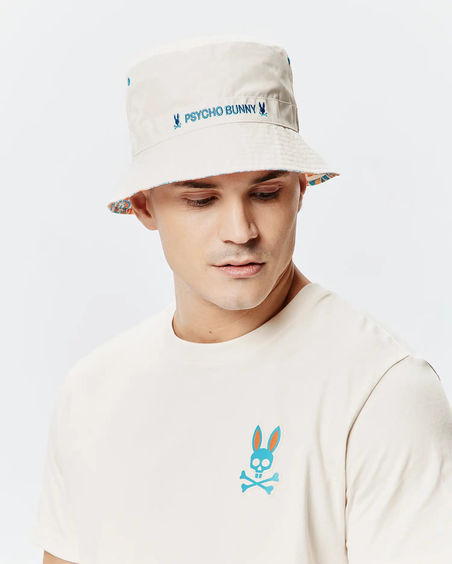 Mens Frank Reversible Bucket Hat - Blue Danube